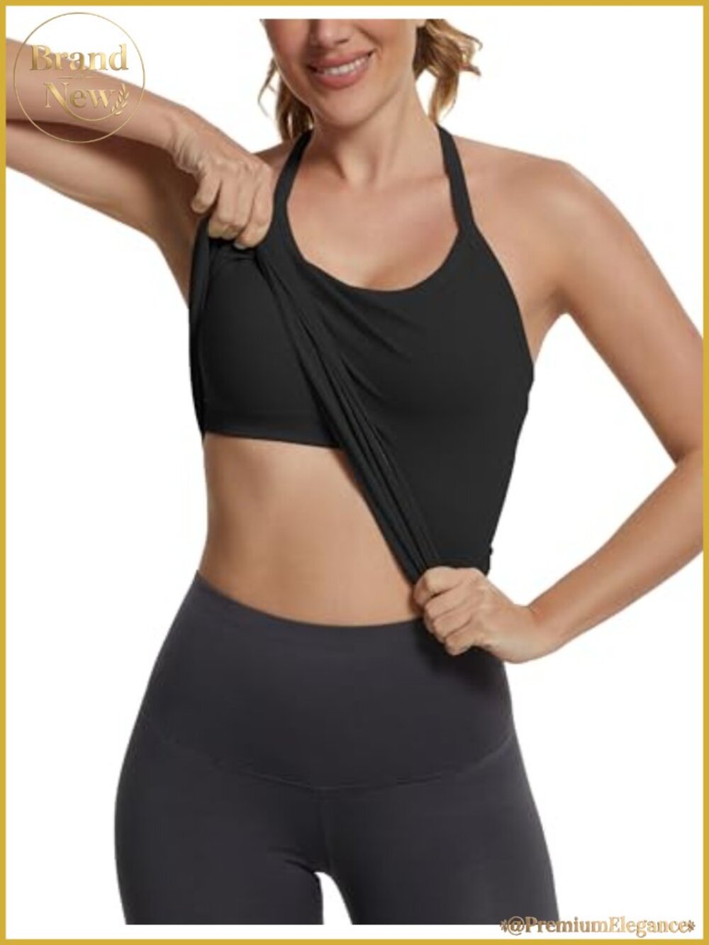 Seamless Workout Tank Top with Built in Bra Racerback